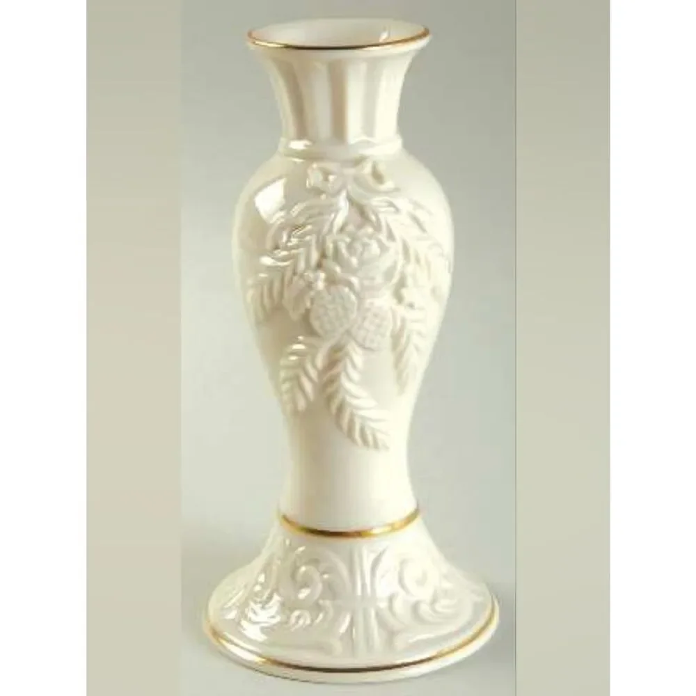 Vintage Lenox Winter Bouquet Pair of Candlestick Holders 24K Gold Trim
